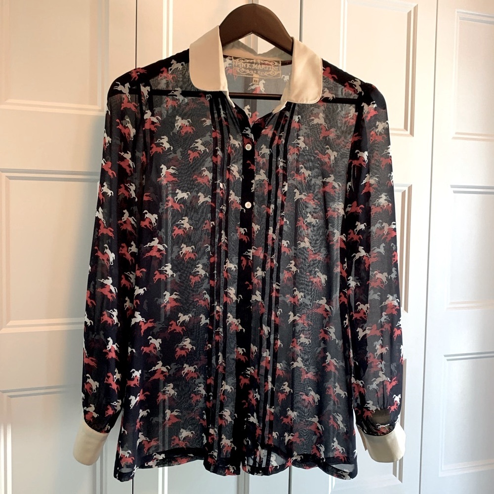Vintage Sheer Printed Blouse